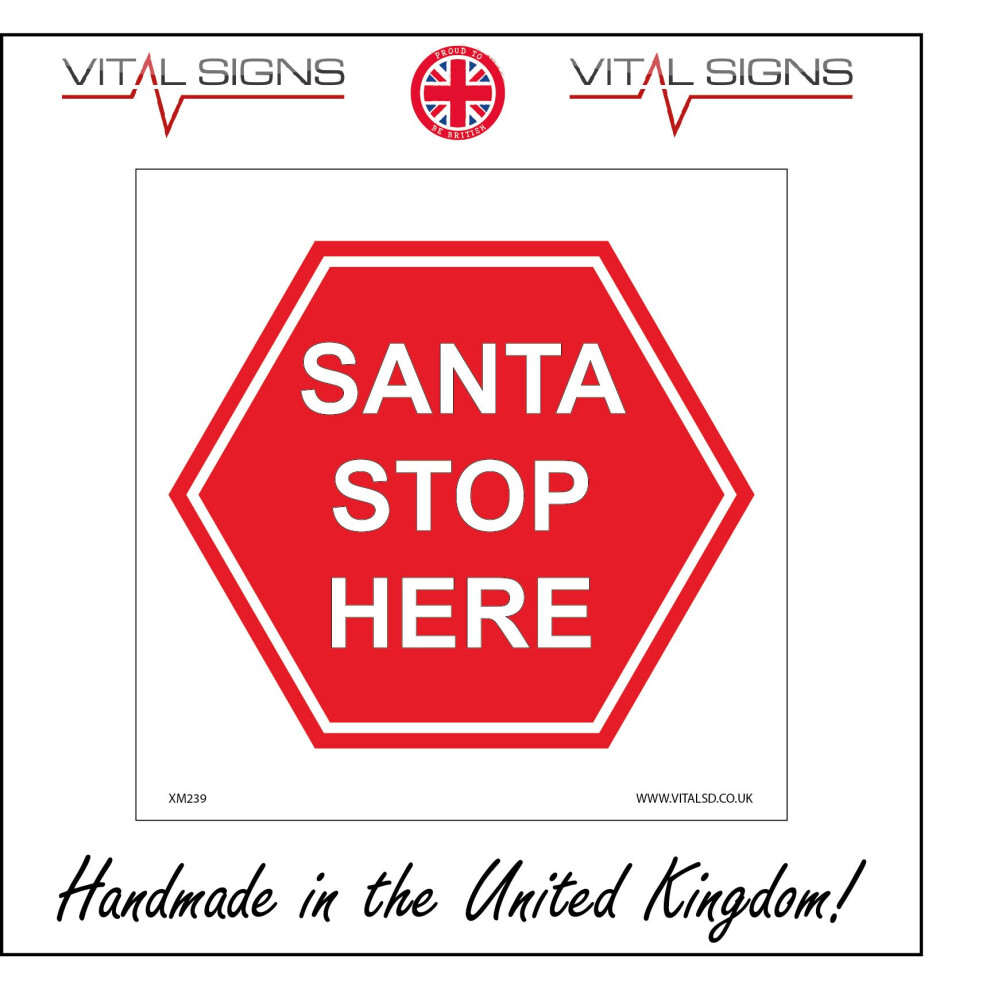 (450 x 450mm - 18 x 18, Magnetic - Vehicle Grade) XM239 Santa Stop Here Sign Christmas Novelty  Home Decoration Gift red holidays-image-OPC-P5WKNZ2-NEW