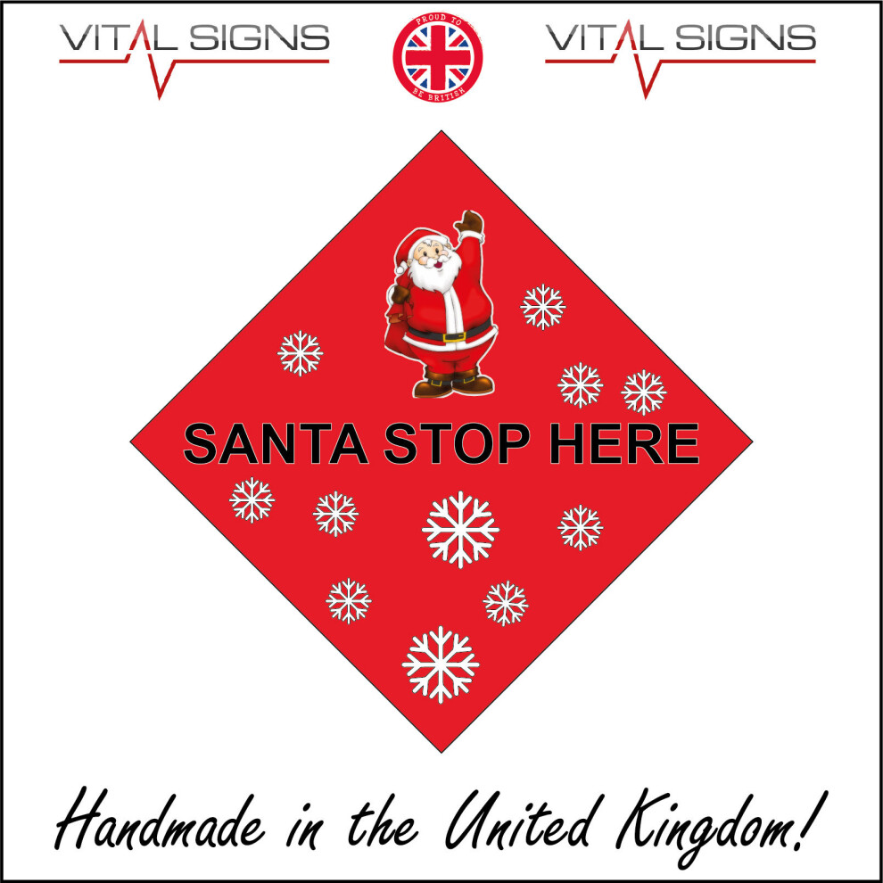 (600 x 600mm - 24 x 24, 10mm Extra Heavy Duty Foamex Foamboard) XM236 Santa Stop Here Sign father Christmas Novelty  Home Decoration Gift red-image-OPC-P5WKNGS-NEW