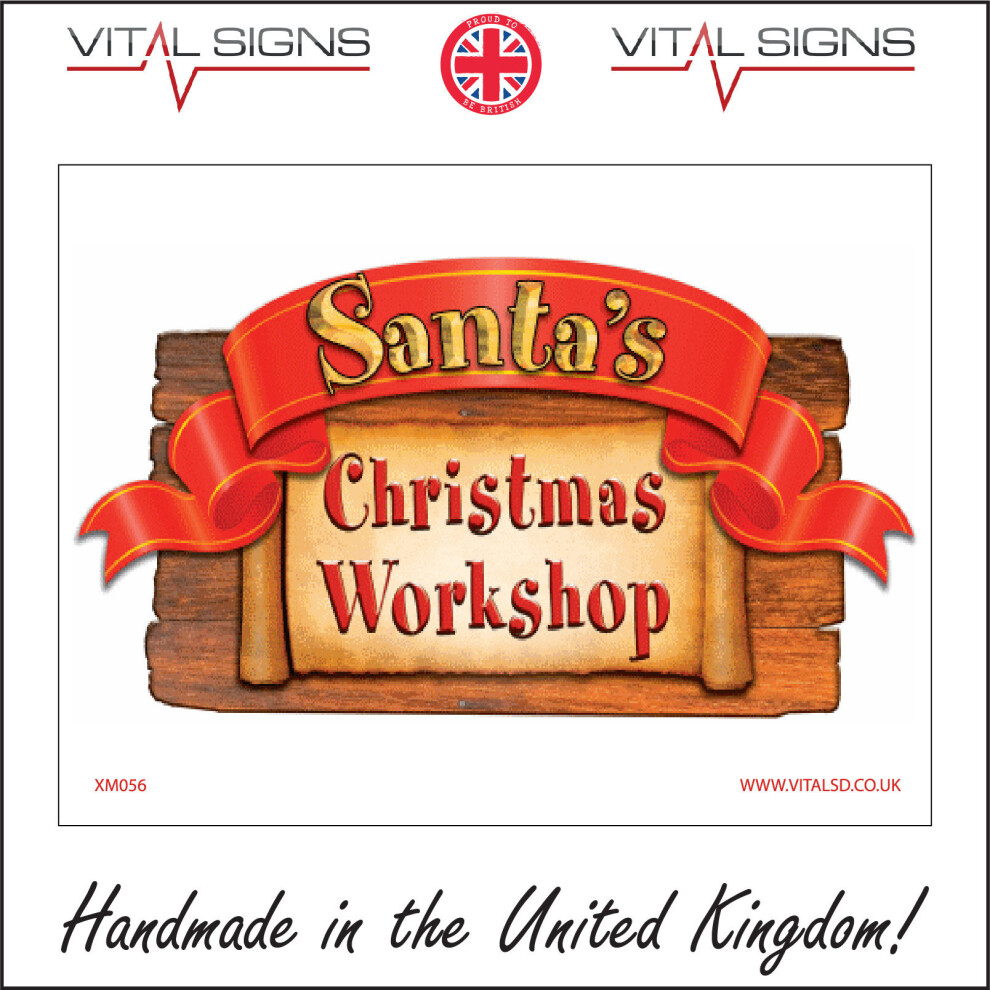 (400 x 300mm - 16 x 12, 5mm Heavy Duty Foamex Foamboard) SANTAS CHRISTMAS WORKSHOP SIGN XM056 STICKER RIGID INDOOR OUTDOOR-image-OPC-P5WKPTD-NEW