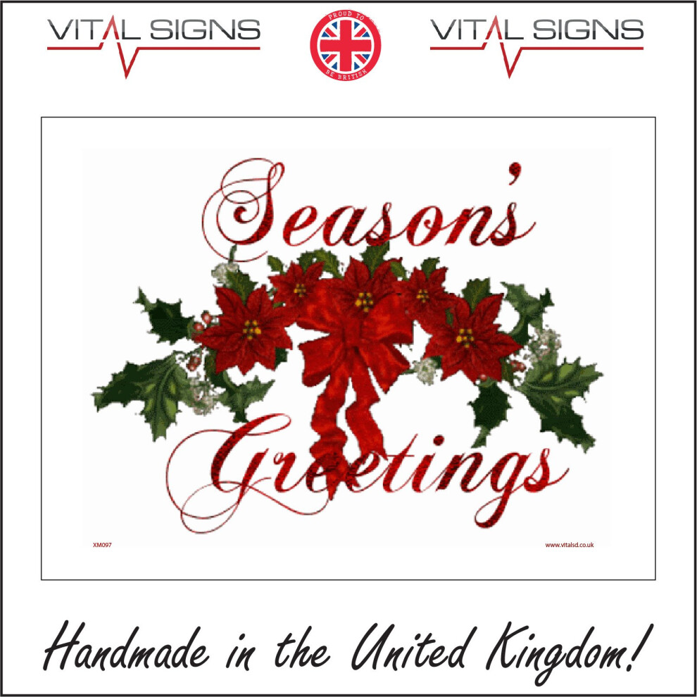 (150 x 100mm - 6 x 4, Sticker / Sav - White Background) SEASONS GREETINGS SIGN XM097 STICKER RIGID INDOOR OUTDOOR-image-OPC-P5WKSDV-NEW