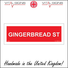 (600 x 200mm - 24 x 8, 1mm Pvc Foamex) XM207 Gingerbread St Sign Christmas Novelty Street Road Home Decoration Gift red