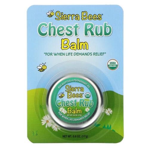 Sierra Bees, Chest Rub Balm, Eucalyptus & Peppermint, 0.6 oz (17 g) 2
