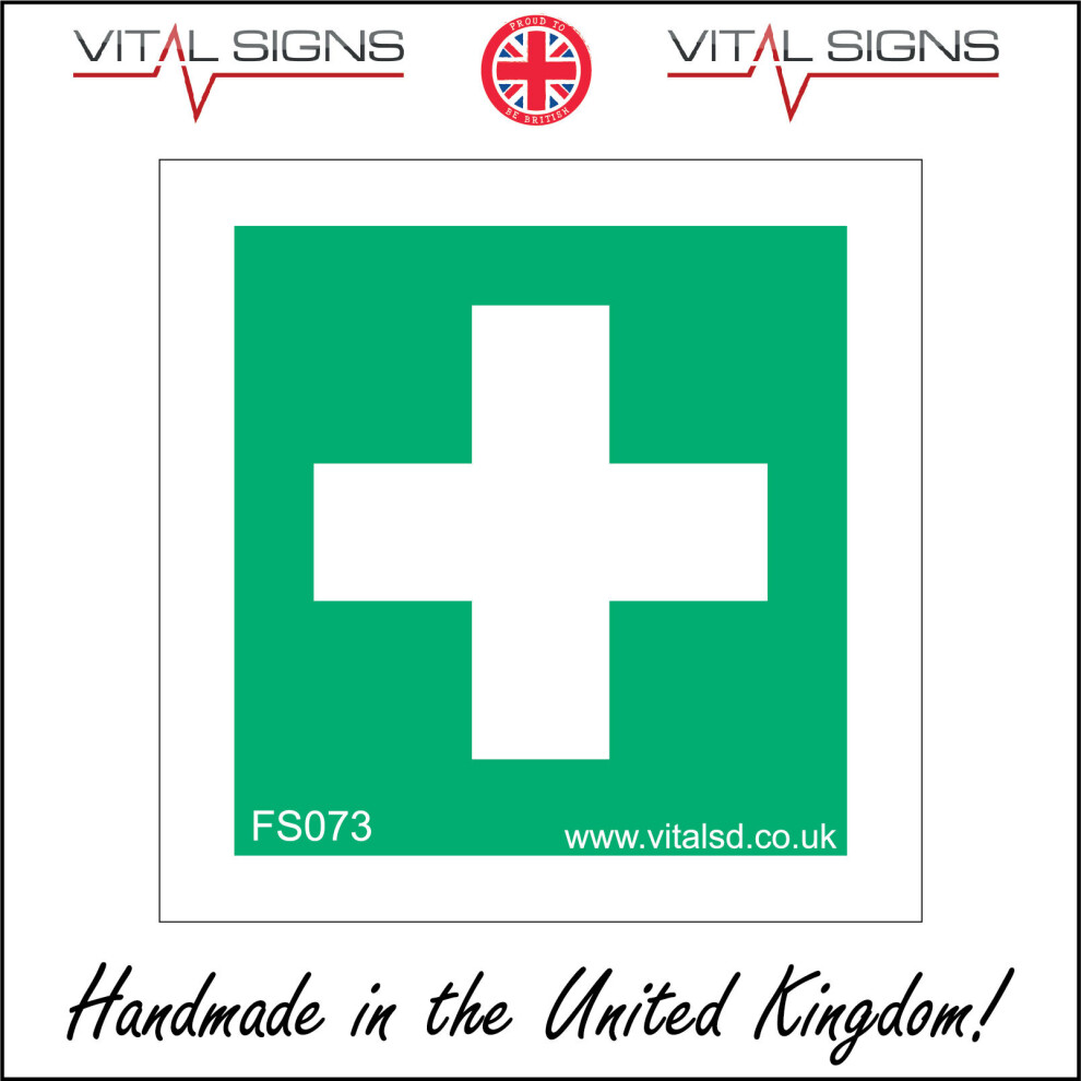 (250 x 250mm - 10 x 10, Magnetic - Vehicle Grade) FS073 First Aid SIGN medical bandage aider doctor safety box cupboard room
