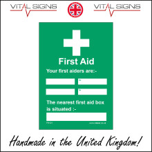 (200 x 300mm - 8 x 12, 1mm Pvc Foamex) FS121 First Aiders Nearest First Aider Is SIGN workers medics office safety