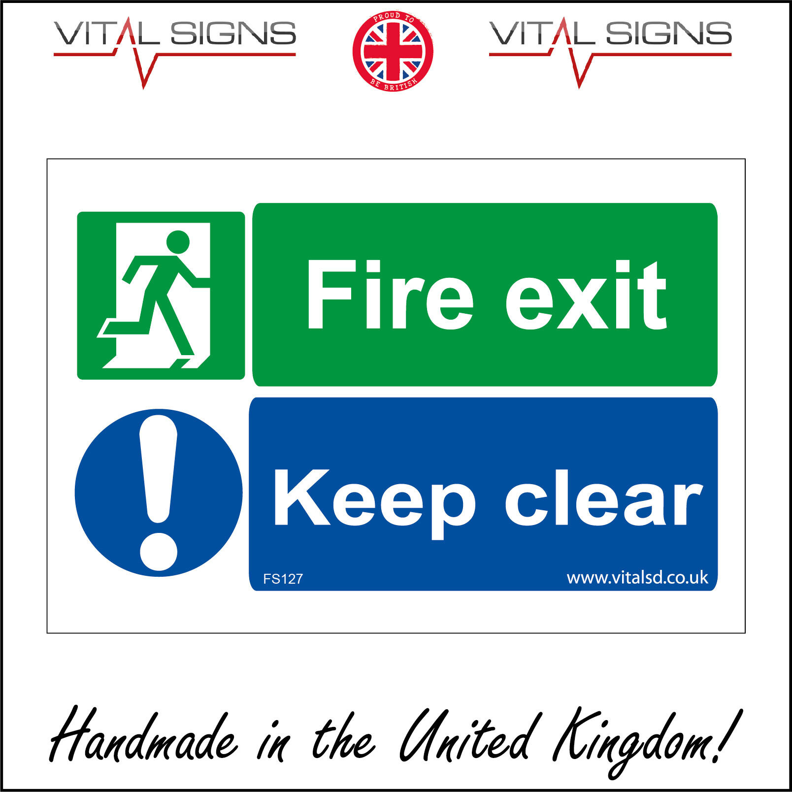 FS127 Fire Exit Keep Clear SIGN emergency do not block warehouse ...