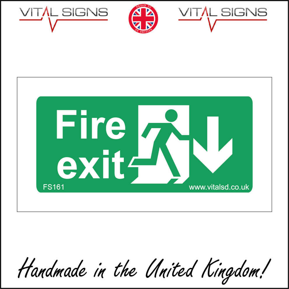 (600 x 300mm - 24 x 12, 1mm Pvc Foamex) FSFire Exit Down Right Arrow ...
