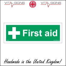 (150 x 50mm - 6 x 2, Sticker / Sav - White Background) FS223 First Aid SIGN cross box cupboard medical nurse health safety ambulance