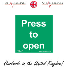(150 x 150mm - 6 x 6, Sticker / Sav - White Background) FS242 Press To Open Sign push button here automatic electric door gate access