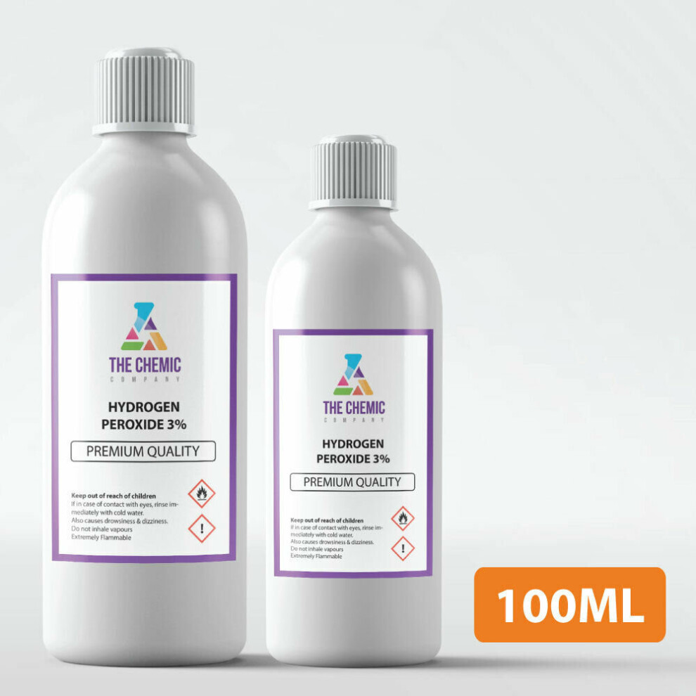 (100ml) Hydrogen Peroxide 3% Food Grade Safe to Use on Hands - VARIOUS SIZES