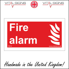 (200 x 100mm - 8 x 4, Sticker / Sav - White Background) FI013 Fire Alarm SIGN Call Point flame in case of emergency sound alert bell