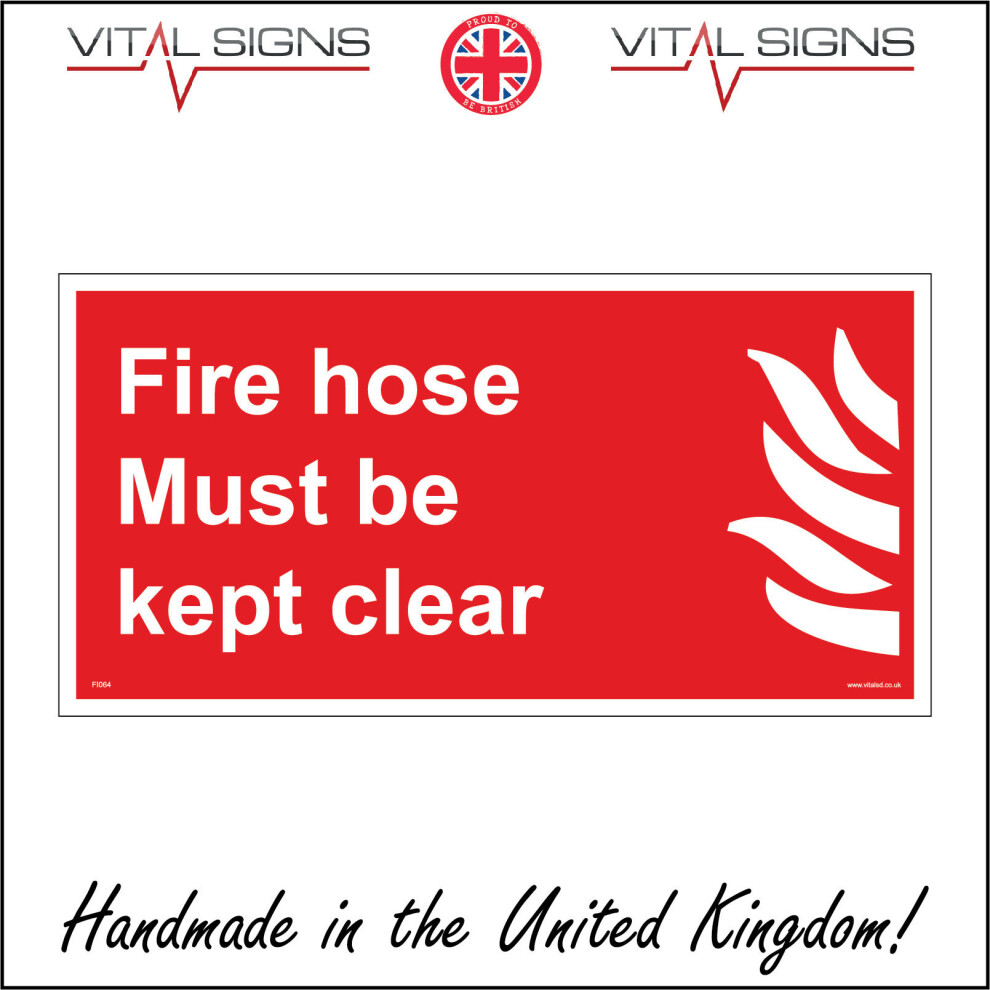 (200 x 100mm - 8 x 4, Sticker / Sav - White Background) FI064 Fire Hose Must Be Kept Clear SIGN emergency hydrant building school-image-OPC-P5WMYYM-NEW
