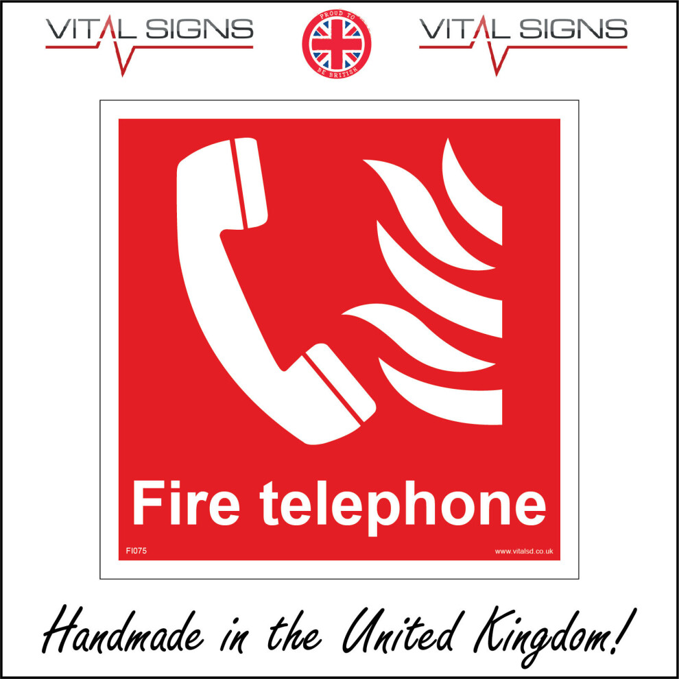 (150 x 150mm - 6 x 6, Dibond / Composite Aluminium) FI075 Fire Telephone SIGN alert sound alarm factory office school  hydrant-image-OPC-P5WN258-NEW