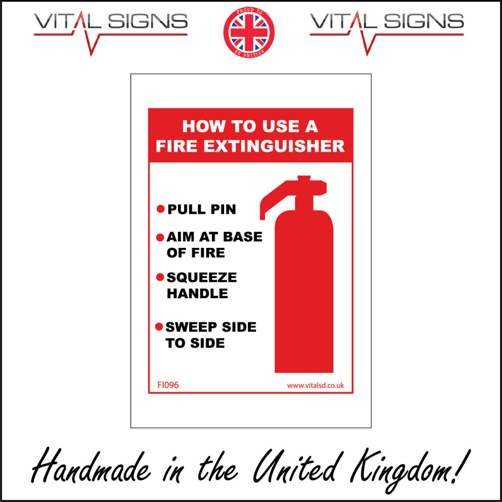 (150 x 200mm - 6 x 8, Dibond / Composite Aluminium) FI096 How To Use A Fire Extinguisher SIGN manual alert hydrant teach learn-image-OPC-P5WN5D8-NEW