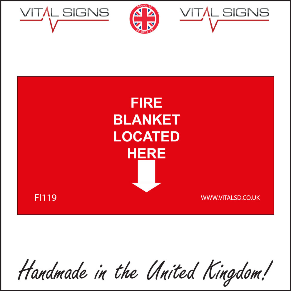 (1200 x 1200mm - 47 x 47, Sticker / Sav - White Background) FI119 Fire Blanket Located Here SIGN down arrow alarm emergency workplace-image-OPC-P5WN6YM-NEW