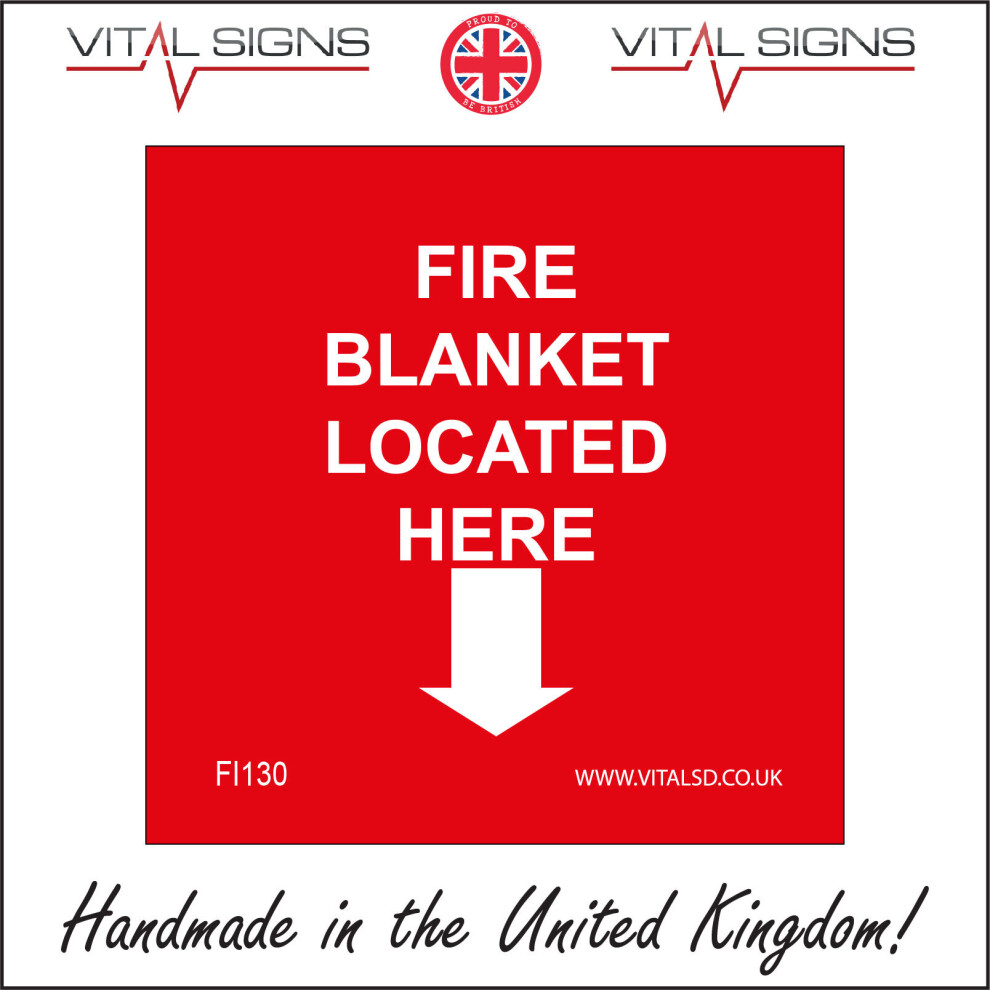 (200 x 200mm - 8 x 8, Dibond / Composite Aluminium) FI130 Fire Blanket Located Here SIGN direction office hospital school alarm-image-OPC-P5WN7WP-NEW