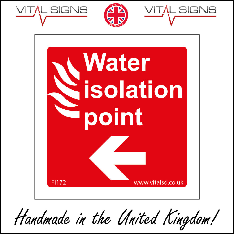 (150 x 150mm - 6 x 6, 1mm Pvc Foamex) FI172 Water Isolation Point Left Arrow SIGN workplace office factory school-image-OPC-P5WNCM7-NEW