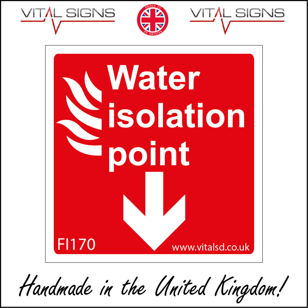 (100 x 100mm - 4 x 4, Dibond / Composite Aluminium) FI170 Water Isolation Point Down Arrow SIGN emergency evacuate raise alarm