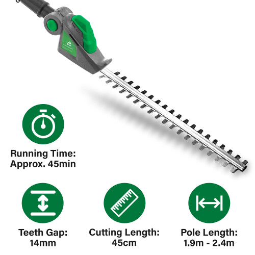 Gracious Gardens 18V Cordless Long-Reach Hedge Trimmer 1