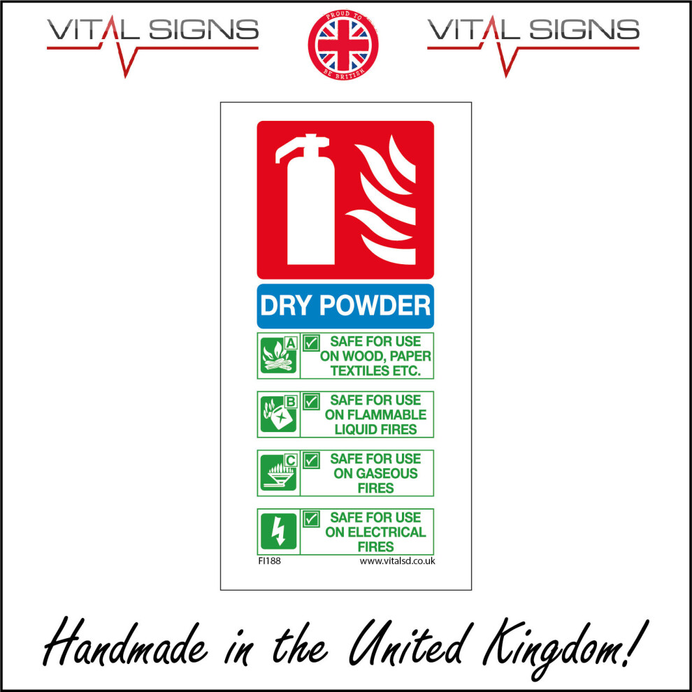 (300 x 600mm - 12 x 24, 5mm Heavy Duty Foamex Foamboard) FI188 Dry Powder Safe For Use On Wood Paper Textiles Fires Extinguisher Sign-image-OPC-P5WNFJ7-NEW