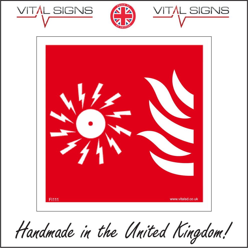 (450 x 450mm - 18 x 18, Sticker / Sav - White Background) FI111 Fire Alarm SIGN emergency raise alarm buzz call alert evacuate control-image-OPC-P5WNFVP-NEW