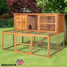 6' Kendal Reversible Hutch with Double Run - UK-Made 14mm Timber, Easy-Access Doors, Galvanised Wire (HutchCo6'KendalHutchRunKEN6)
