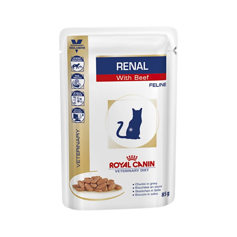 Royal Canin Veterinary Diet Cat - Renal With Beef 48 X 85G Pouches