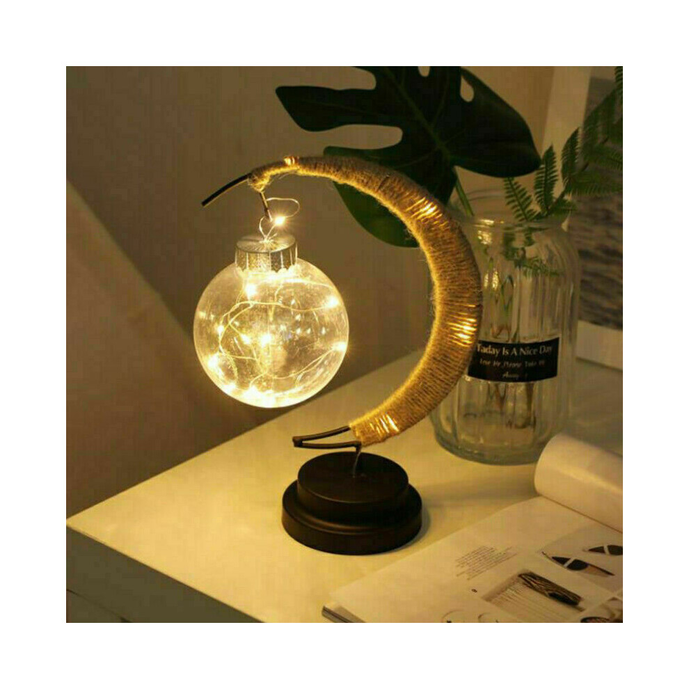 (Yellow) LED Moon Shape Night Light Bedside Desk Lamp