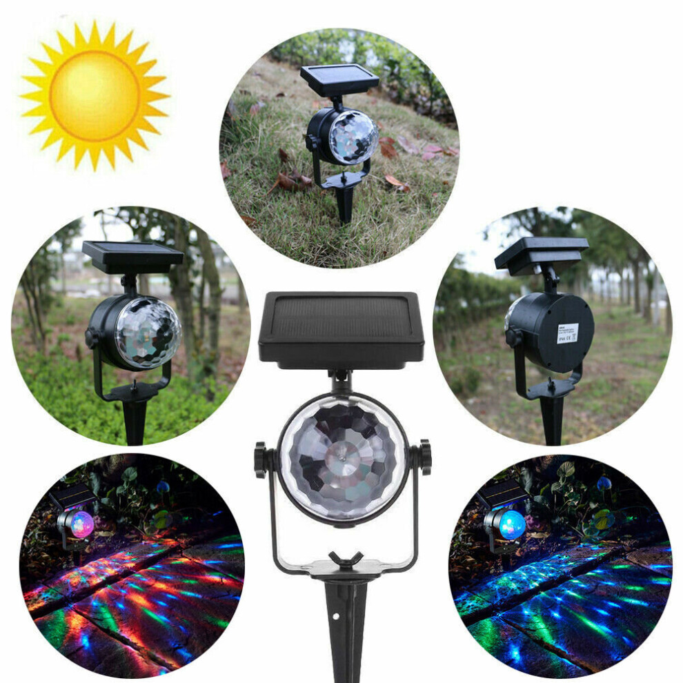 Auto Move LED RGB Solar Projector Light Outdoor Garden Spotlight