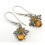 Real amber bee drop earrings, solid Sterling Silver. 1