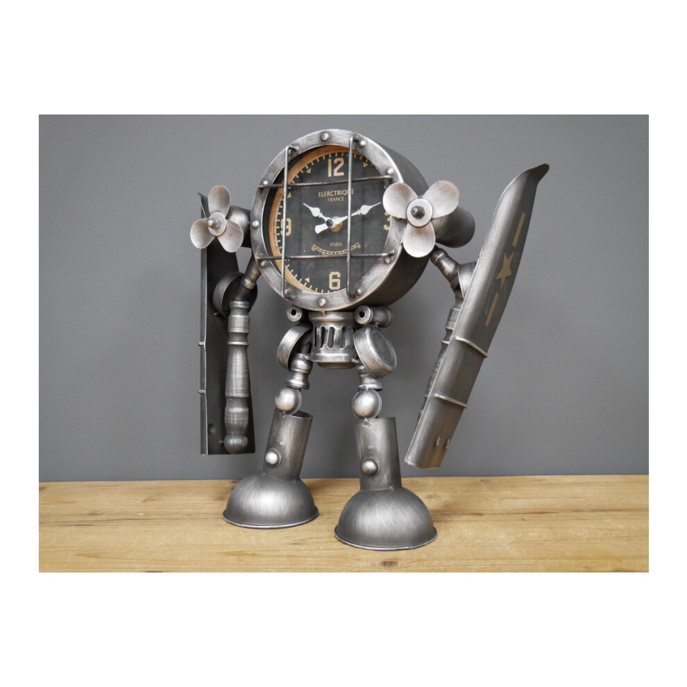 Dutch & Daughters Robotic Aeroplane Style Desk Clock | Battery Operated