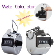 4 Digit Number Silver Stainless Metal Clicker Golf Hand Tally Counter