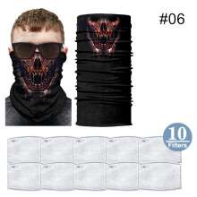 (06) Magic Scarf Seamless Veil Outdoor Sport Cycling Mask Pirate Half Face Skull Face Shield With PM2.5 filter