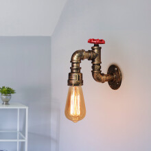 (Bronze) Vintage Industrial Rustic Metal Water Pipe Wall Light Fixture