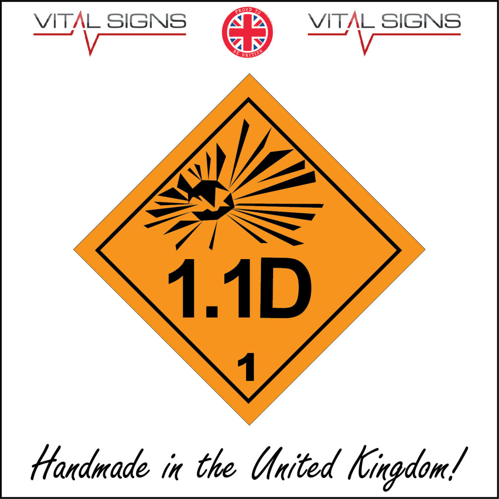 (100 x 100mm - 4 x 4, Magnetic - Vehicle Grade) HA005 1.1D Hazard SIGN detonate dynamite bang explode ignite blast boom