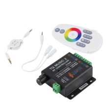 DC 12/24V 18A RGB Music LED Sound Audio Controller RF Half Touch Remote