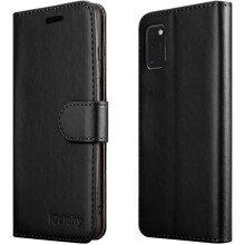 (Black) For Galaxy A41 Phone Wallet Book Leather Case