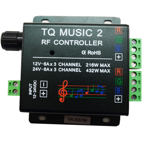 DC 12/24V 18A RGB Music LED Sound Audio Controller RF Half Touch Remote 2