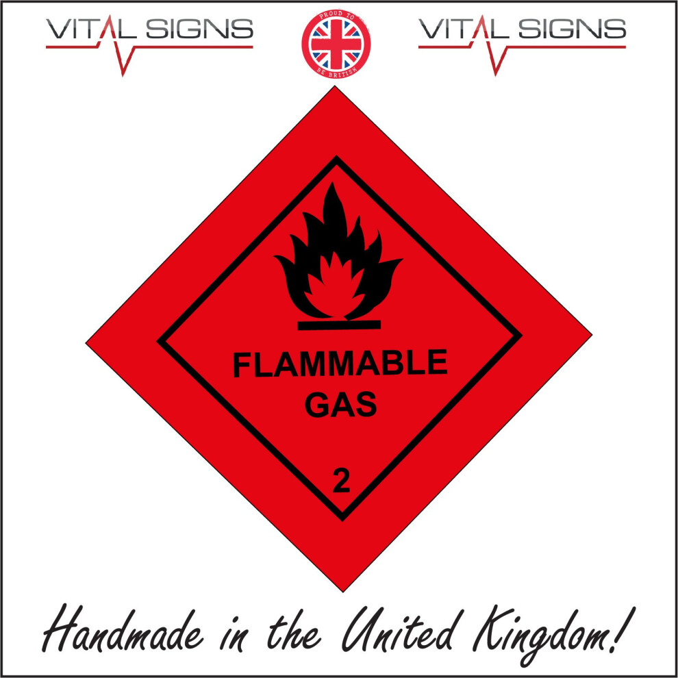 (200 x 200mm - 8 x 8, Magnetic - Vehicle Grade) HA034 Flammable Gas SIGN workplace garage fire helium propane methane