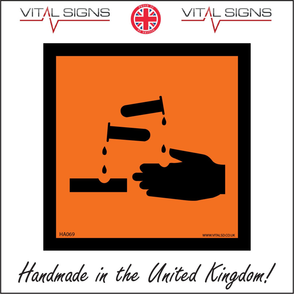 (150 x 150mm - 6 x 6, 1mm Pvc Foamex) CORROSIVE HAZARD SIGN SIGN HA069 SAFETY STICKER RIGID INDOOR OUTDOOR-image-OPC-P5WNYYT-NEW
