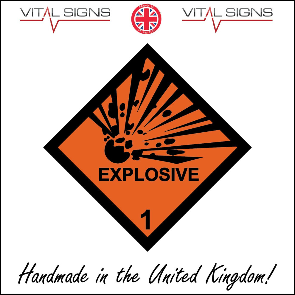 (150 x 150mm - 6 x 6, Dibond / Composite Aluminium) EXPLOSIVE 1 SIGN HA070 SAFETY STICKER RIGID INDOOR OUTDOOR