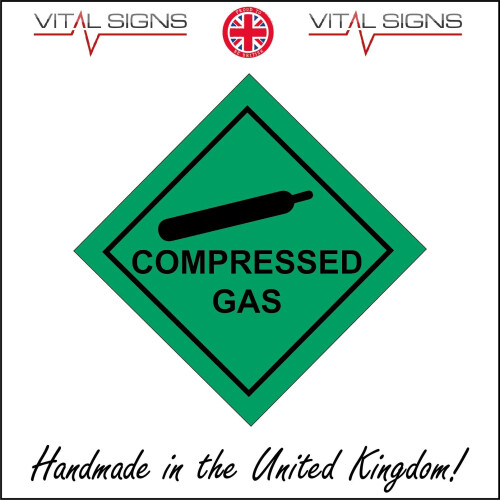 (150 x 150mm - 6 x 6, Magnetic - Vehicle Grade) COMPRESSED GAS SIGN ...