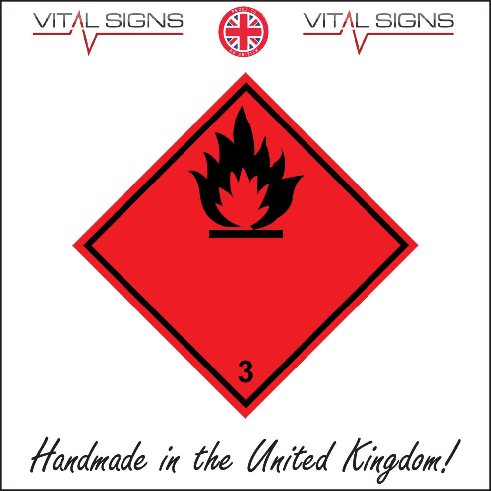 (100 x 100mm - 4 x 4, Dibond / Composite Aluminium) FLAMMABLE 3 SIGN HA099 SAFETY STICKER RIGID INDOOR OUTDOOR-image-OPC-P5WP6YP-NEW