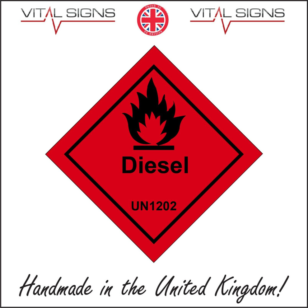 (250 x 250mm - 10 x 10, Dibond / Composite Aluminium) DIESEL UN1202 SIGN HA117 SAFETY STICKER RIGID INDOOR OUTDOOR-image-OPC-P5WP9CB-NEW