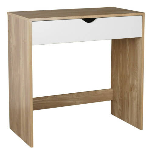 (Oak Table & White Drawers) 1 Drawer Dressing Table Wooden Work Desk Furniture