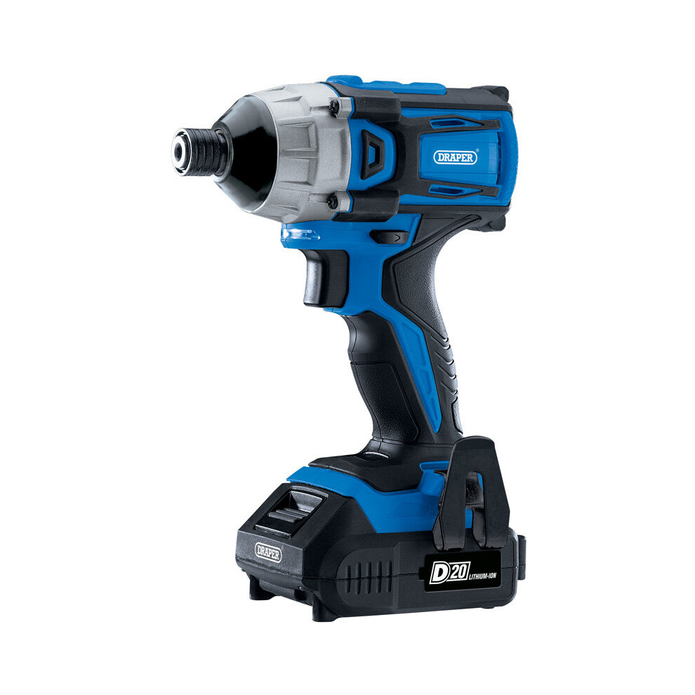 DRAPER D20 20V Brushless 1/4" Impact Driver with 2 x 2.0Ah Batteries and Charger (180Nm) [86958]