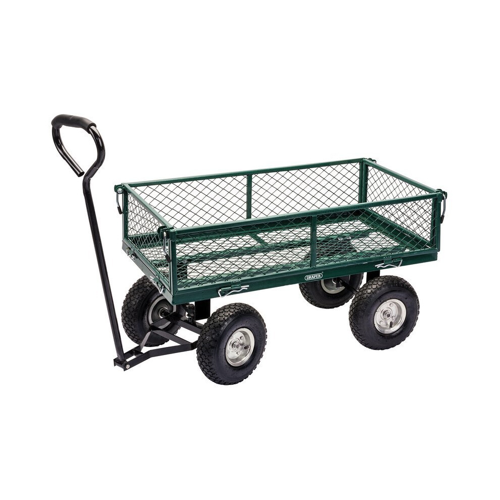 Vidaxl Draper Tools Steel Mesh Gardeners Cart Green And Black Powered Utility Cart