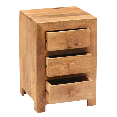 Dakota Light Mango 3 Drawer Bedside Cabinet