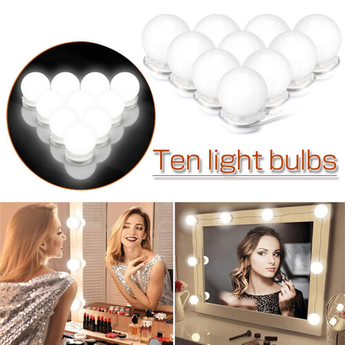 10 Led Bulbs Hollywood Mirror Lights Vanity Makeup Bathroom Dressing Table