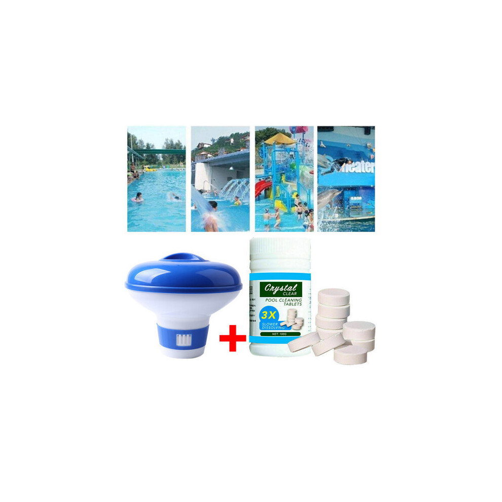 (Floating Chlorine Bromine tablet Dispenser+ 100g Pool Cleaning Tablet ) UK!Floating Chlorine Bromine tablet Dispenser+ 100g Pool Cleaning Tablet For