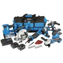 DRAPER D20 20V Jumbo Kit (7 Piece) (+1 x 3Ah Batteries, 1 x 5Ah Battery, Charger and Wheeled Tool Bag) [90473]